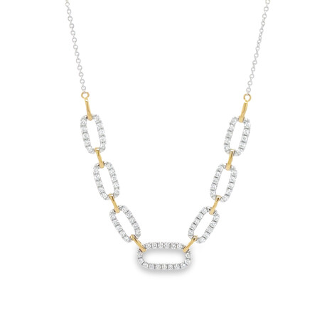 18k Yellow Gold + 18k White Gold Paper Clip Link Eco-Friendly Diamond Necklace // 18" // New