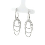 18k White Gold Eco-Friendly Three Row Diamond Dangle Earrings // New