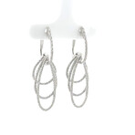 18k White Gold Eco-Friendly Three Row Diamond Dangle Earrings // New