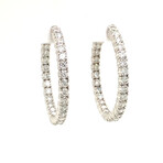 14k White Gold Eco-Friendly Medium Hoop Diamond Earrings // New