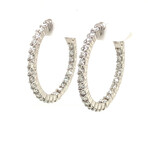 14k White Gold Eco-Friendly Small Hoop Diamond Earrings // New