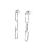 18k White Gold Eco-Friendly Paper Clip Diamond Dangle Earrings // New