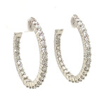 14k White Gold Eco-Friendly Small Hoop Diamond Earrings // New