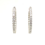 14k White Gold Eco-Friendly Medium Hoop Diamond Earrings // New