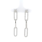 18k White Gold Eco-Friendly Paper Clip Diamond Dangle Earrings // New