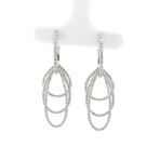 18k White Gold Eco-Friendly Three Row Diamond Dangle Earrings // New