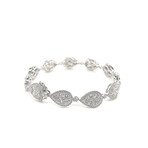 18k White Gold Diamond Pear Cluster Bracelet // 7" // New
