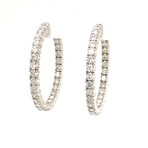 14k White Gold Eco-Friendly Medium Hoop Diamond Earrings // New