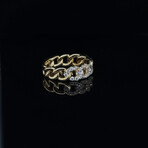 18k Yellow Gold Eco-Friendly Chain Link Diamond Cocktail Ring // Ring Size: 6.5 // New