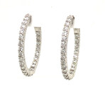14k White Gold Eco-Friendly Small Hoop Diamond Earrings // New