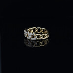 18k Yellow Gold Eco-Friendly Chain Link Diamond Cocktail Ring // Ring Size: 6.5 // New