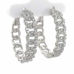 18k White Gold Eco-Friendly Diamond Chain Hoop Earrings // New