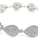 18k White Gold Diamond Pear Cluster Bracelet // 7" // New
