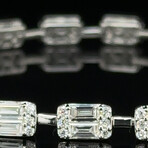 18k White Gold Emerald Illusion Diamond Baguette Bracelet // 7" // New