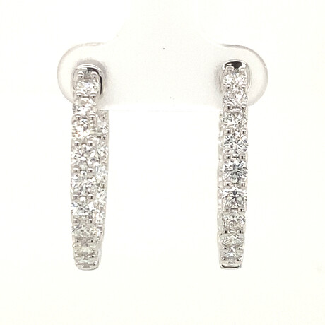 18k White Gold Eco-Friendly Diamond Inside Out Jumbo Hoop Earrings // New