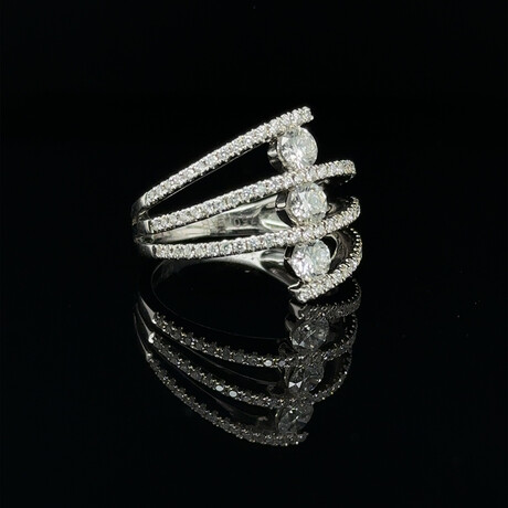 18k White Gold Triple Eco-Friendly Diamond Cocktail Ring // Ring Size: 6.5 // New