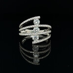 18k White Gold Triple Eco-Friendly Diamond Cocktail Ring // Ring Size: 6.5 // New