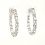 18k White Gold Eco-Friendly Diamond Inside Out Jumbo Hoop Earrings // New