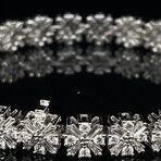 14k White Gold Diamond Flower Shape Bracelet // 7" // New