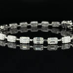 18k White Gold Emerald Illusion Diamond Baguette Bracelet // 7" // New