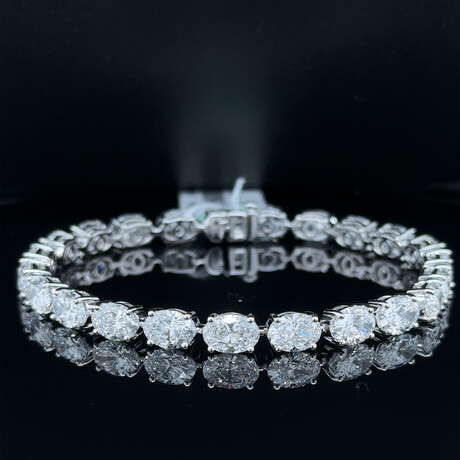 14k White Gold Eco-Friendly Oval Tennis Diamond Bracelet // 7" // New