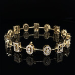 14k Yellow Gold Diamond Mixed Shape Bracelet // 7" // New