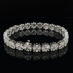 14k White Gold Diamond Flower Shape Bracelet // 7" // New