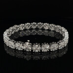 14k White Gold Diamond Flower Shape Bracelet // 7" // New