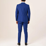 3-Piece Slim Fit Single Breasted 1 Button Suit w/ Double Breasted Vest // Royal Blue (Euro: 56)