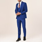 3-Piece Slim Fit Single Breasted 1 Button Suit w/ Double Breasted Vest // Royal Blue (Euro: 48)