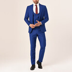 3-Piece Slim Fit Single Breasted 1 Button Suit w/ Double Breasted Vest // Royal Blue (Euro: 52)