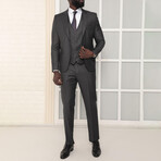 3 Piece Plain Slim Fit Mono Collar Single Button Suit // Dark Gray (Euro: 54)