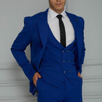 3-Piece Slim Fit Suit // Sax Blue (Euro: 48)