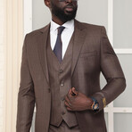 3-Piece Slim Fit Suit // Brown (Euro: 48)