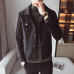 Short Button Up Jacket // Brown (4XL)