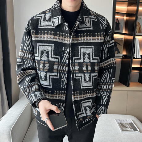 Aztec Pattern Jacket // Black (XS)