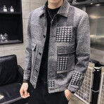 Multipattern Button Up Jacket // Gray (XL)