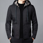 Channel Quilted Top Hoodie // Gray (L)