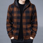 Zip Up Hoodie // Checkered Orange + Black (XS)