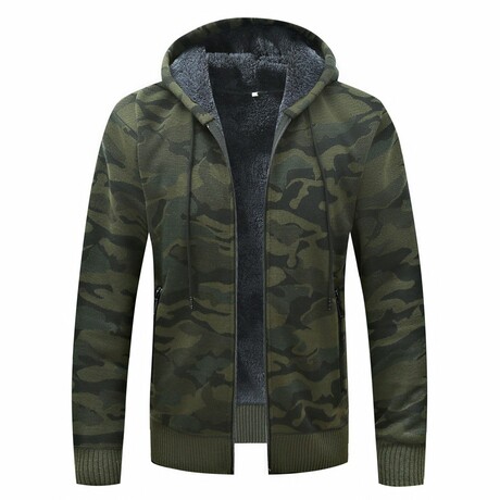 Zip Up Hoodie // Camo Green (XS)