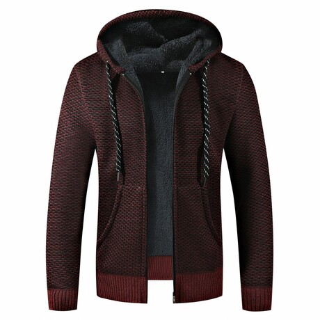 Zip Up Hoodie // Melange Burgundy (L)