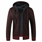 Zip Up Hoodie // Melange Burgundy (L)