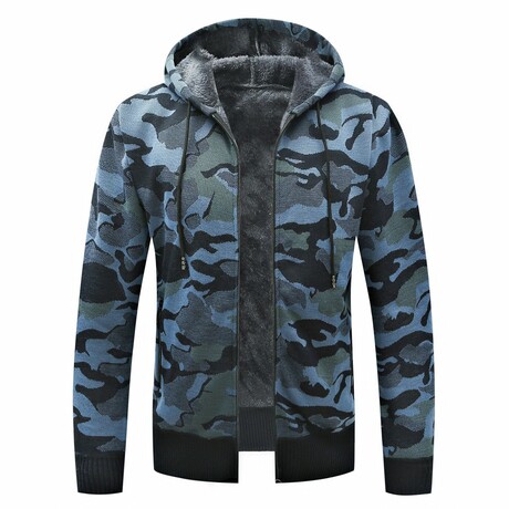 Zip Up Hoodie // Camo Blue (XS)