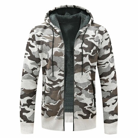 Zip Up Hoodie // Camo White (XS)