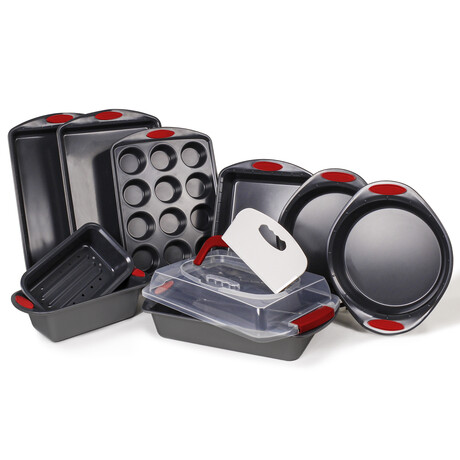 BergHOFF 11Pc Perfect Slice Bakeware Set // Grey & Red