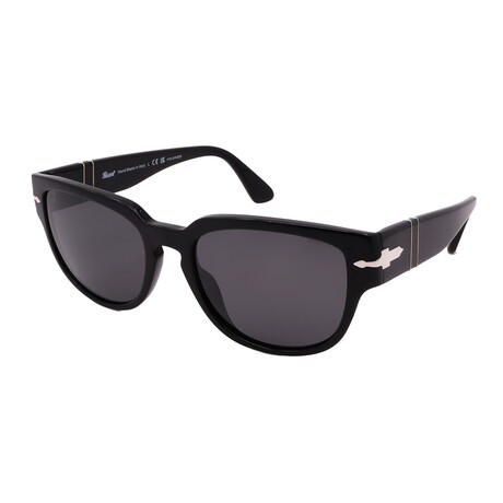 Persol // Mens PO3231S 95/48 Square Sunglasses // Black + Dark Gray Polarized