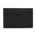 Croc Leather Slim Card Case // Black