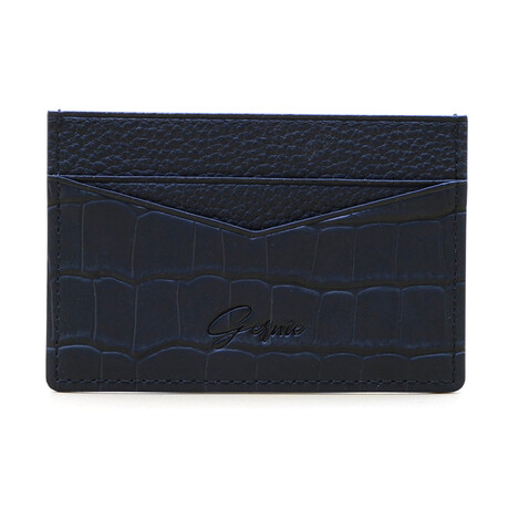 Genuine Croc Leather Slim Card Case // Blue (44)