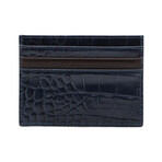 Genuine Gator Leather Slim Card Case // Navy