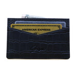 Genuine Croc Leather Slim Card Case // Blue